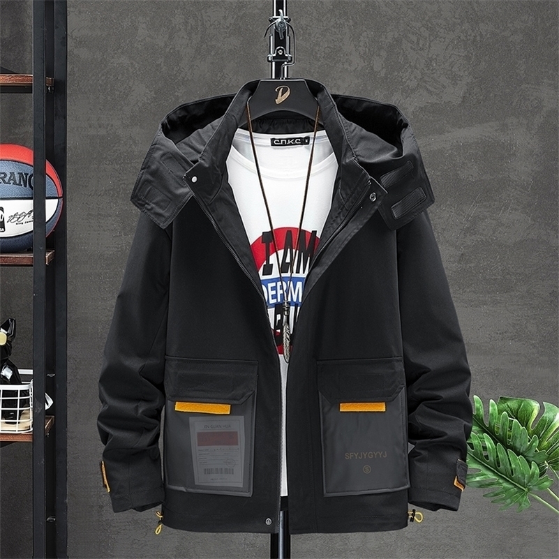 

Fashion Mens Autumn Jackets Coats Winter Loose Casual Men Bomber Jacket Windbreaker Outerwear Male Streetwear Cargo Coat 201118, Max257 grey