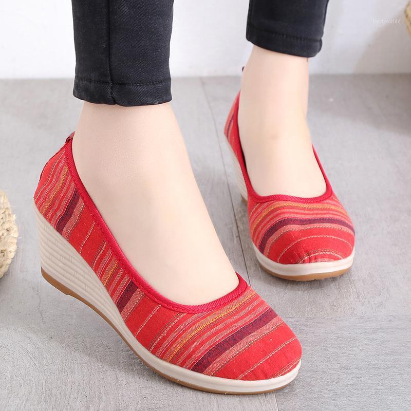 

Ethnic Embroidered Shoes Women Ladies Beijing Cloth Shoes Wedges High Heel Pumps1, Blue