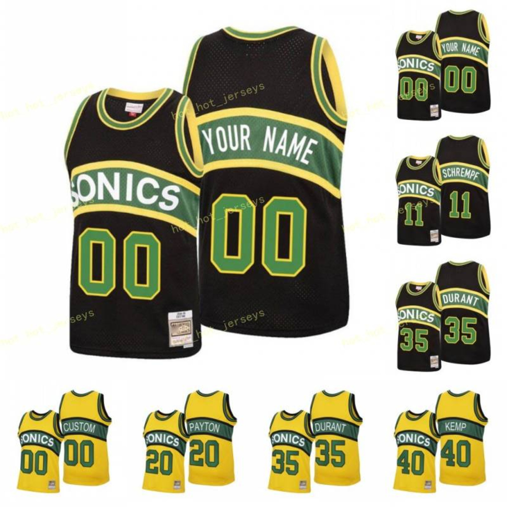 

Custom Allen Ray Durant Kevin Kemp Shawn Schrempf Detlef Payton Gary SeattIe 2020 Classic Jersey, Yellow