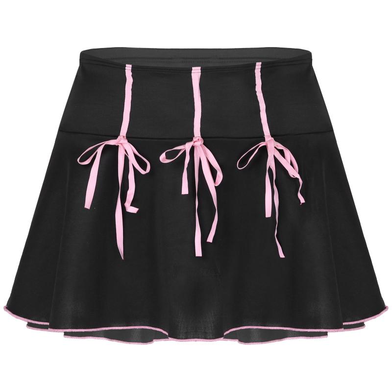

inhzoy Girls Cute A-line Mini Skirt Skirts Ladies Fashion Casual High Waist Elastic Waistband Sexy Short Skirts Anime Cosplay, Black