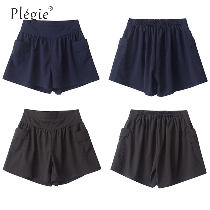 

Plegie Summer Loose Casual Plus High Waist Fashion Skirt Beach Large Size Shorts For Women Y200403, Apricot