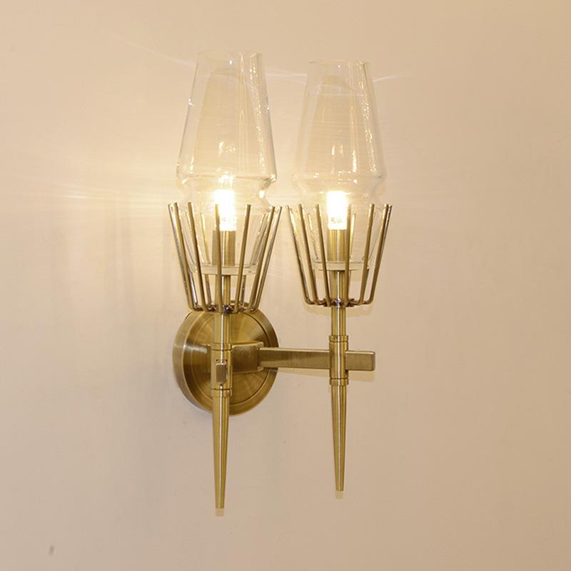 

Northern Europe Concise Wall Lamp Post Modern Led Originality Cozy Bedroom Bedside Aisle Single Head Both Head Full Copper Wall