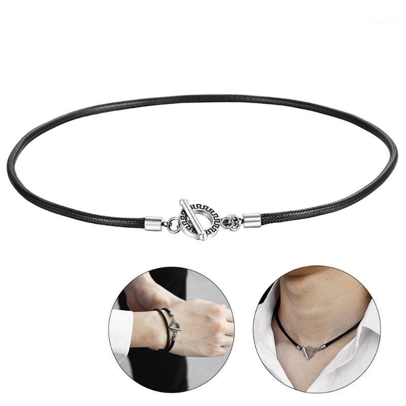 

4mm Simple Black Man-made Leather Necklace for Men Braided Rope Unique Toggle Clasp Fashion Jewelry New Design 18" -28 " DDN1281