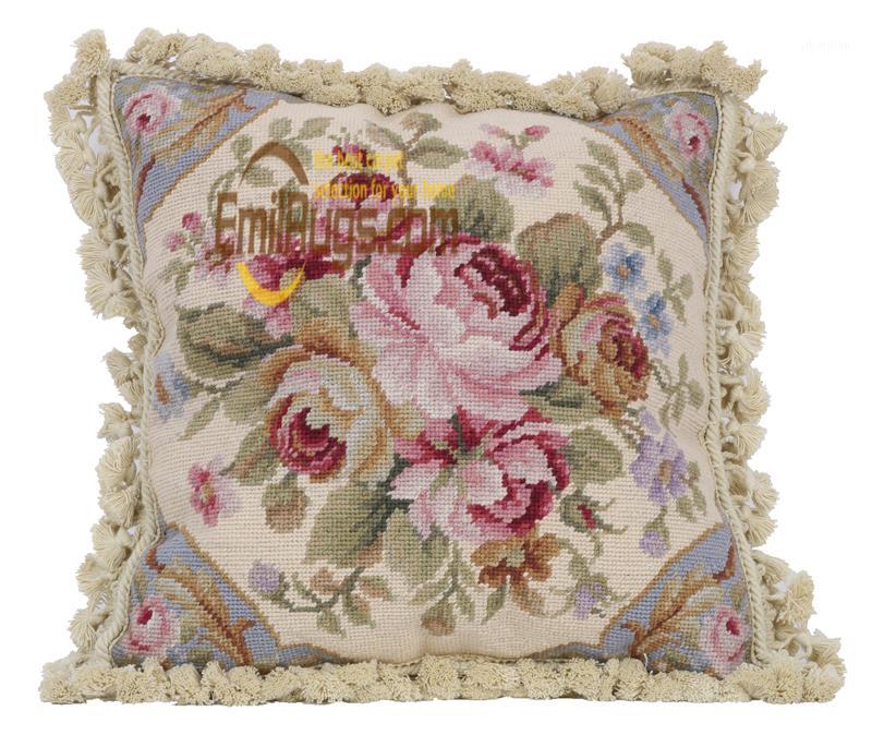 

rose needlepoint pillow case red flower woolen handmade embroidery floral chrismas vintage pastoral 216-7 16x16gc165neeyg81, Yk2010-14 red