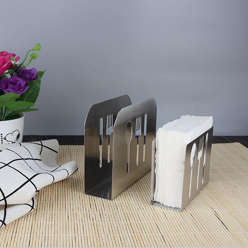 

Stainless Steel Towel Napkin Rack Box Table Decoration Tissue Boxes Tissue Holder Cutlery Floral Hollow-Out Design