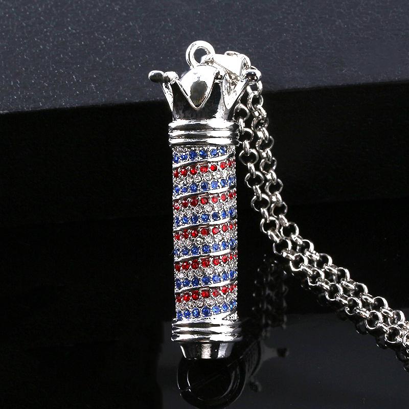 

Fashion Barber Shop Rainbow Lamp Necklace Hairdresser Crystal Tools Pendant Necklace Women Men HipHop Jewelry Gifts