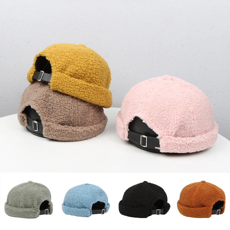 

Beanies Unisex Vintage Landlord Hat With Adjustable Buckle Plush Warm Casual Cap J55