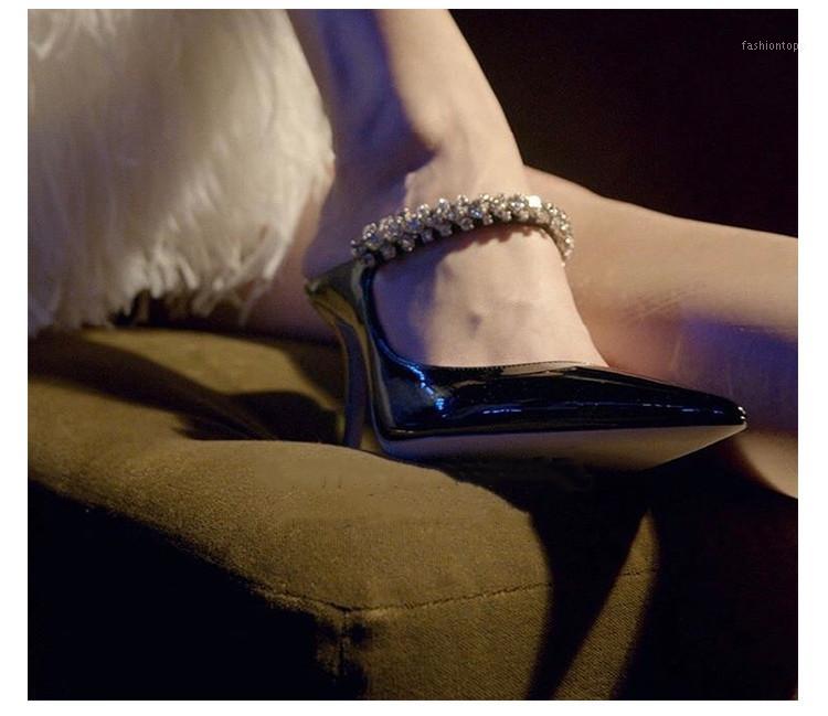 

Pointed Toe High heels Shoes Gauze Rhinestone Strap Foot Ring Sandals for Women Spring and Summer Women Low Heel Shoes Stiletto1, 8cm heel