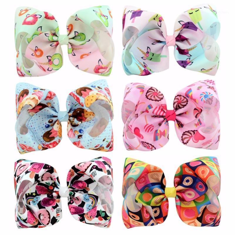 

6pcs/lot Fashion 8 inch printing big butterfly clip donut butterfly hairpin girl's handmade hair accessories 8361, Multi-836