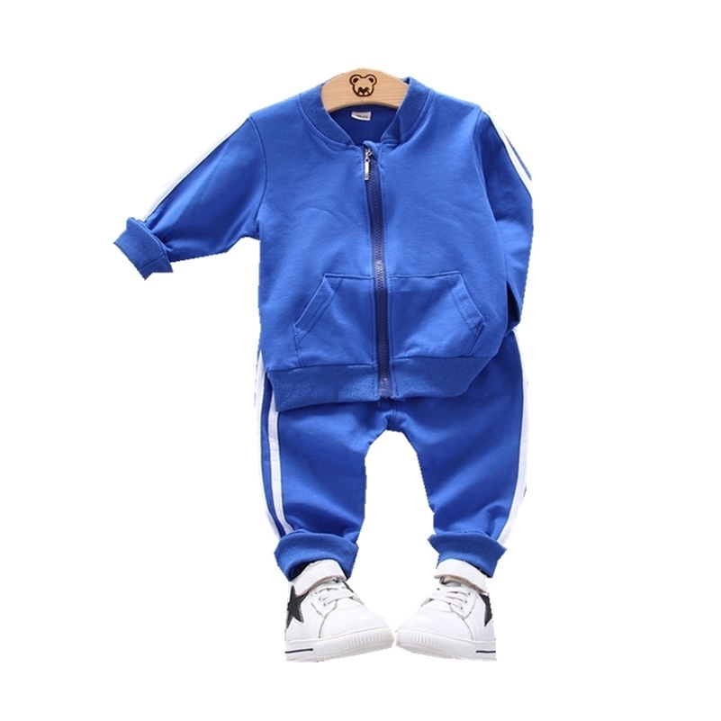 

Spring Autumn Children Cotton Clothes Baby Boys Girls Sport Zipper Jacket Pants 2pcs/set Kids Toddler Fashion Casual Tracksuits 201031, Xh latiao f pink