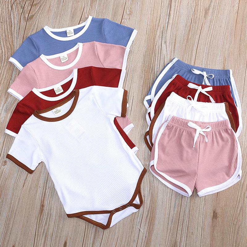 

Infant Baby Boys Girls Short Sleeve Rompers + Shorts Summer Fashion Clothing Sets Kids Boy Girl Clothes Suits, Xtz8373 red
