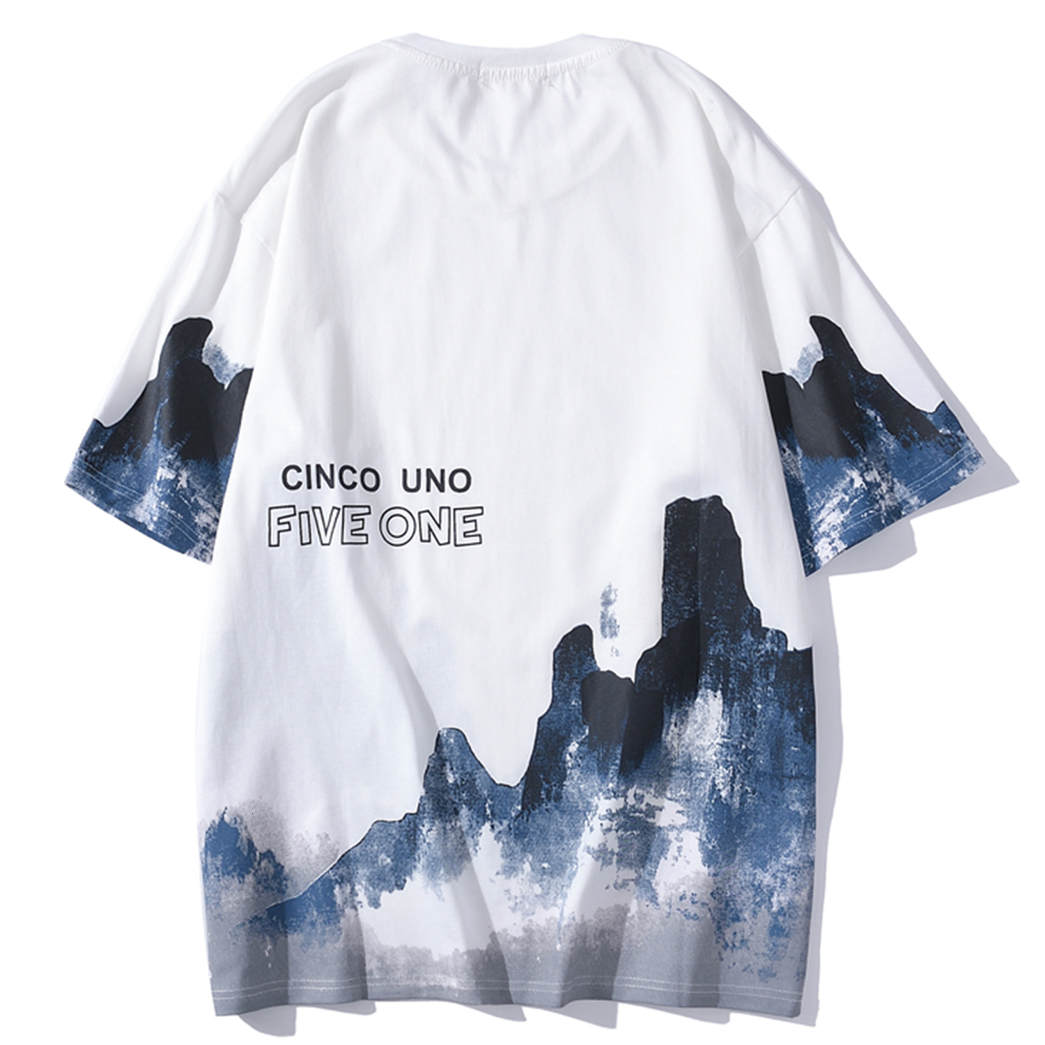 

2021 New Aelfric Eden Summer t Shirt Men Ink Painting Print Tshirt Loose Male Casual Cotton Tops Tee Fashion Streetwear Short Sleeve O9a7, White