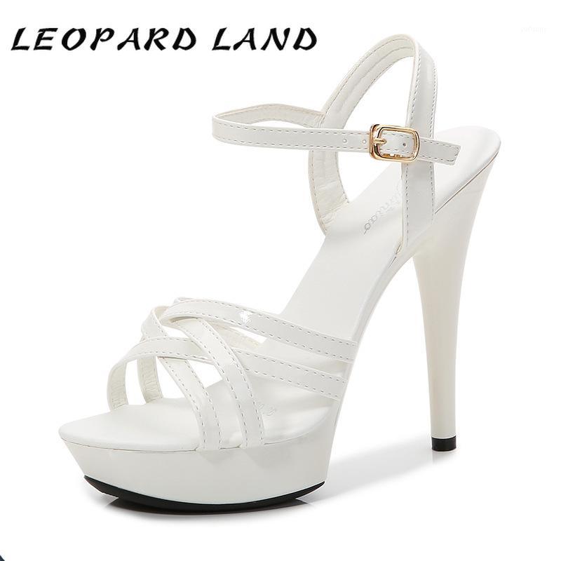

LEOPARD LAND New pure-color summer fashion fashion round-head with red sexy high-heeled sandals with a line of Sandal women LFD1, Biue