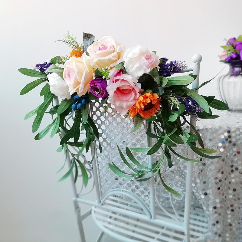 

Decorative Flowers & Wreaths Artificial Silk Flower Garland Wall Decoration Wedding Wreath Chair Back Arrangement Palm Leaf Plant Decor Prop