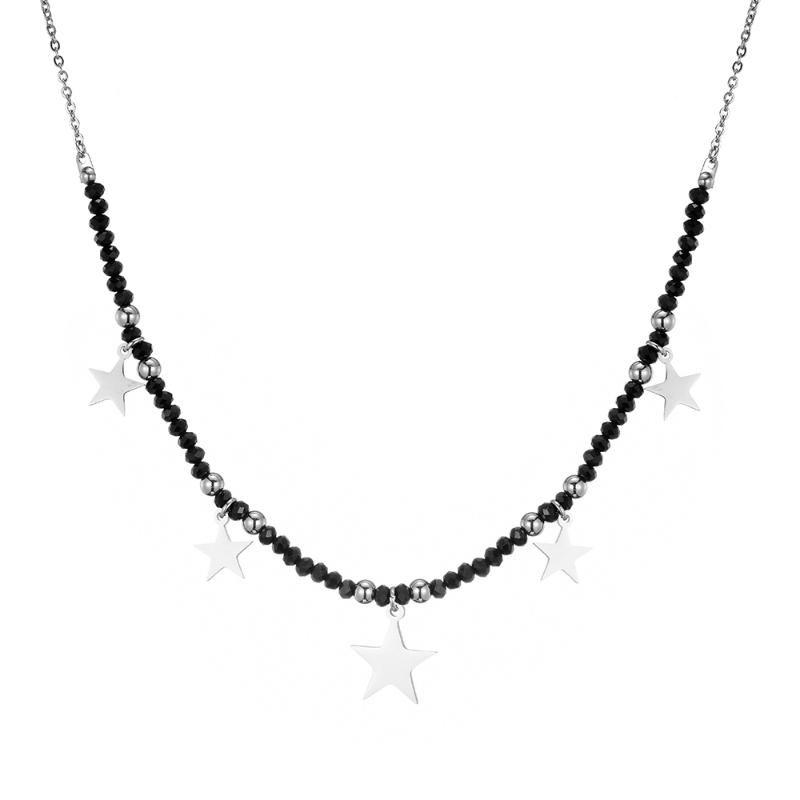 

Stainless Steel Multi Charms Stars Pendant Short Necklace for Women Vintage Black Crystal Necklaces 2020 New Trendy Jewelry Gift