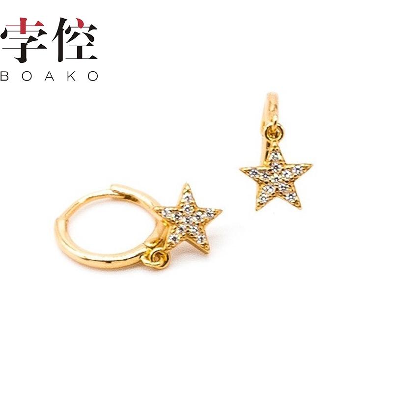 

BOAKO Star Earrings Hoops 100% 925 Sterling Silver Earrings For Women Gold Jewelry Fashion Zircon Anillos Aretes De Mujer
