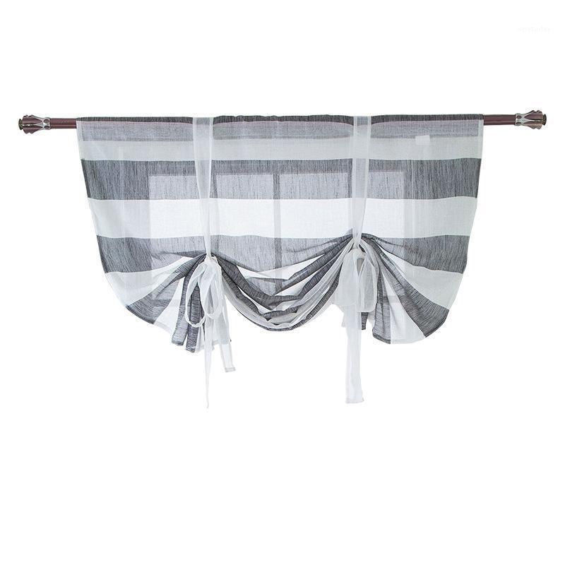 

Kitchen Short Curtains Woven Roman Blinds Stripes Sheer Panel Tulle Window Treatment Door Curtains Bedroom Drapes1, Multi