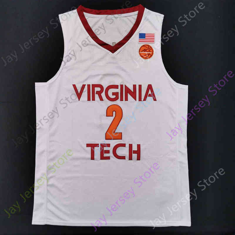 

Virginia Tech Hokies Basketball Jersey NCAA College Nolley II Nahiem Alleyne Hunter Cattoor John Ojiako Maddox Keve Aluma Justyn Mutts Storm, White 2019