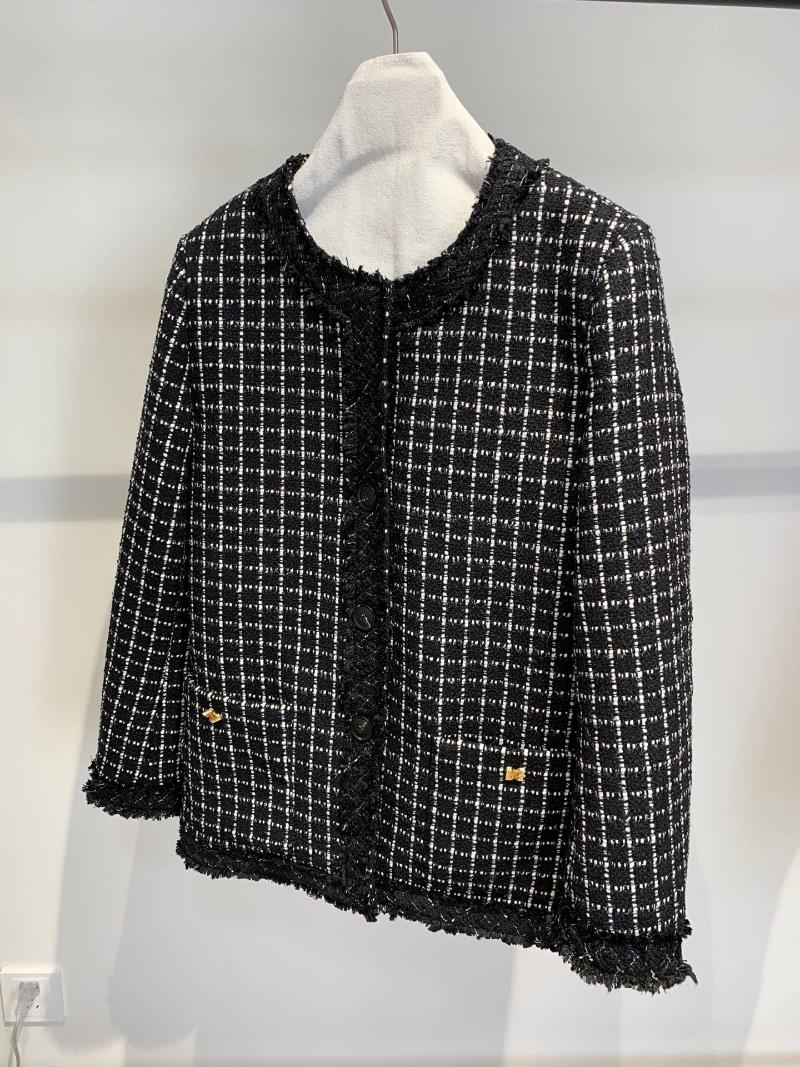 

2021 New Ladies High Quality Fashion Long Sleeve Round Neck Wool Tweed Jacket 1022