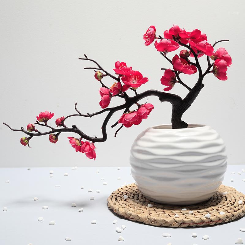 

Plum Blossom Artificial Flowers High Quality Branch 1Pcs Fake Flowers Burgundy Decorations for Home Flores Para Manualidades1, Dzh003-03