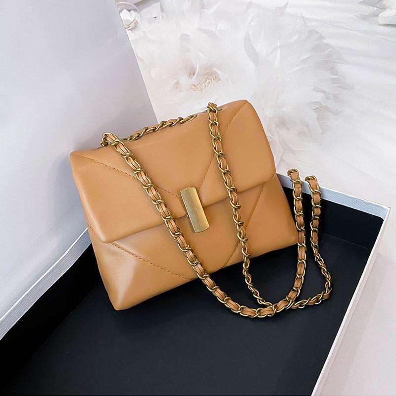 

New Designer Crossbody Bags for Women 2021 Fashion Small Shoulder Bag Chain Strap Handbags and Purses Solid Women Bag, Black