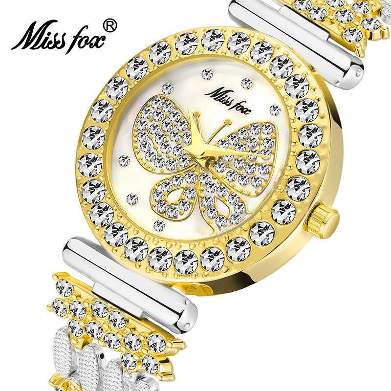 

Mary missfox high-end fashion temperament diamond inlaid butterfly women's quartz watch fashion, Silver