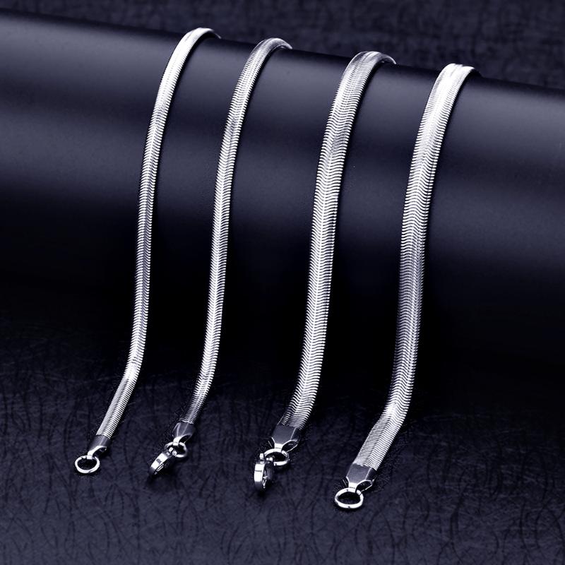 

Wholesale 4MM 6MM 316L Titanium Steel Flat Snake Chain Necklace Fashion Unisex Jewelry Long 20-28inches Christmas Gift