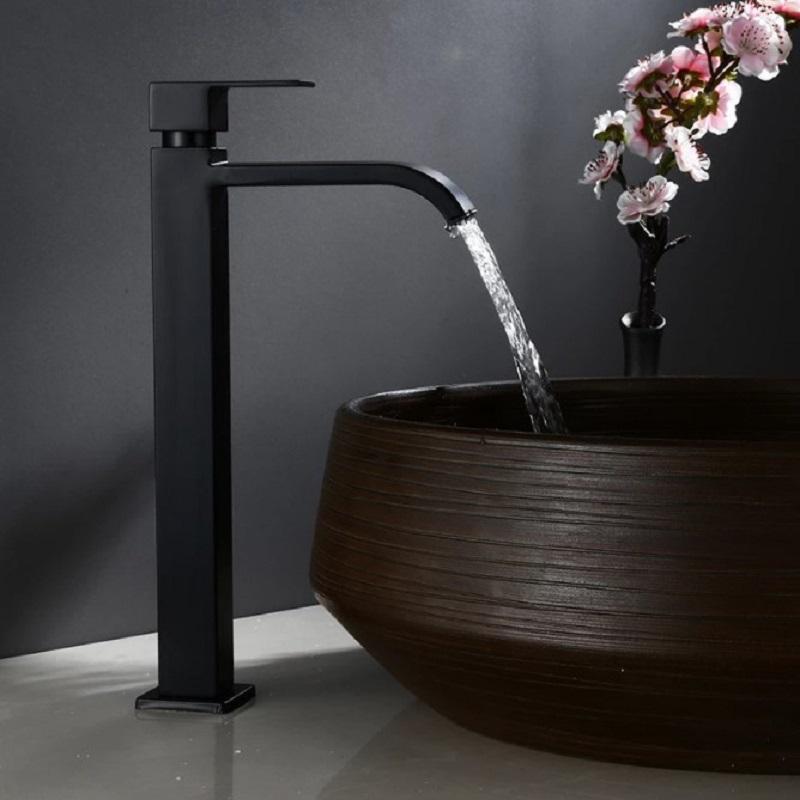 

Basin faucet Single Cold bathroom faucet Black basin mixer bathroom sink tall 304 Stainless Steel for cold water
