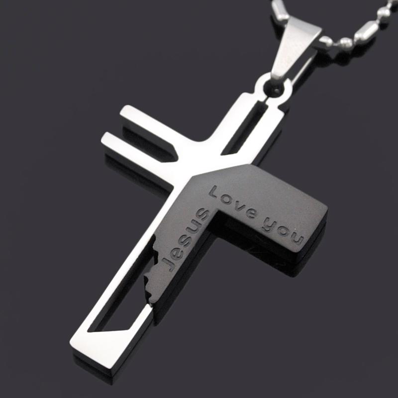

ATGO Christmas Gift Mens Jewelry Love you Jesus Cross Pendants, High Quality Women 316L Stainless Steel Pendant Necklace BP701