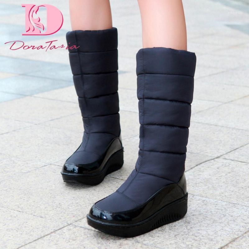 

DoraTasia Plus Size 35-44 Female Down Snow Boots Platform Thick Plush Boots Women Waterproof Winter Warm Fur Shoes Woman1, Black