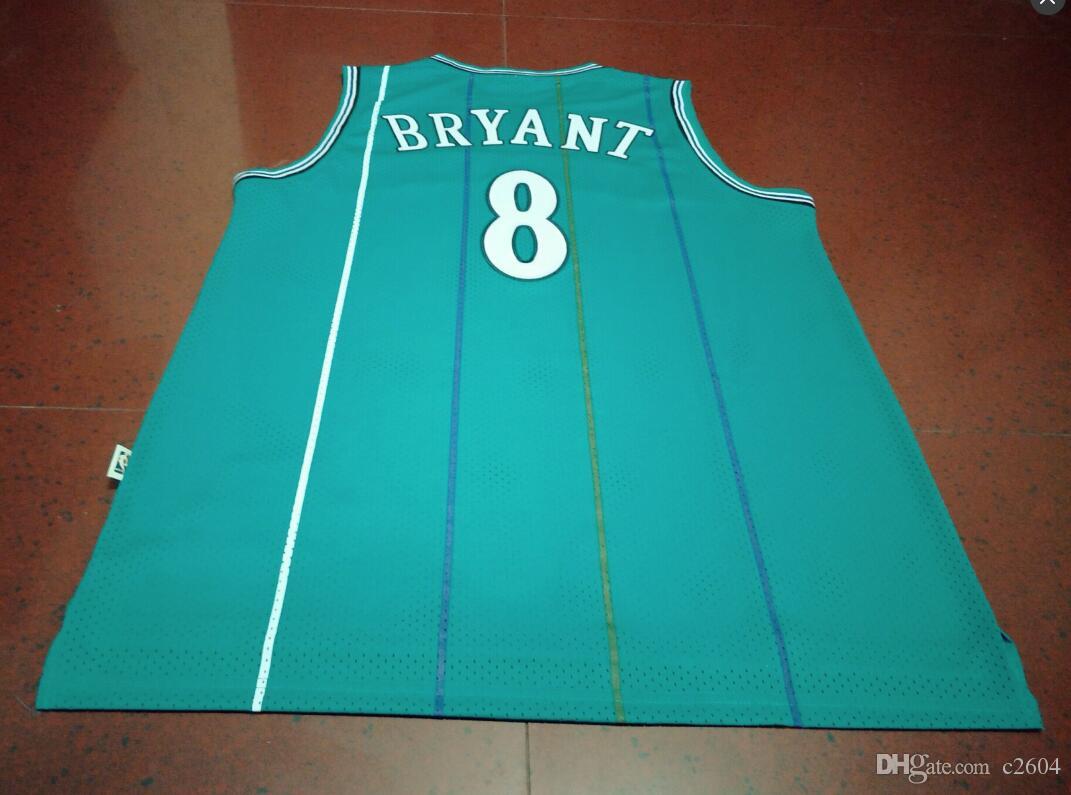 

NCAA man rare mamba out Purple GREEN #8 K B Real embroidery Basketball Vintage college jersey Size S- or custom any name or number jersey, Black