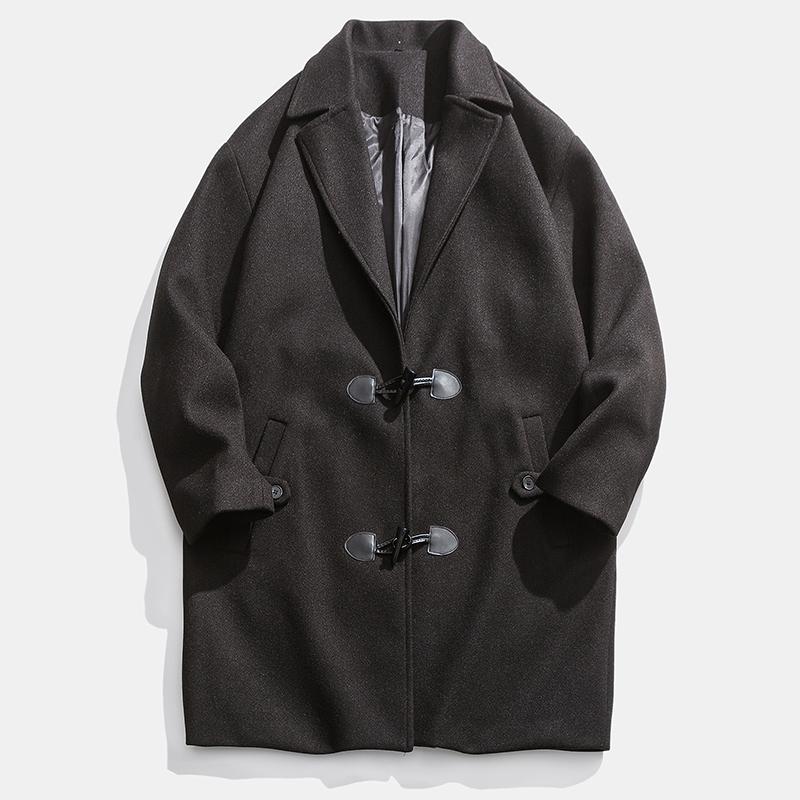 

2020 Autumn and Winter New Style Korean-style Slim Fit plus Cotton Warm Duffle Coat Trench Coat Men Woolen Duffle, Light grey