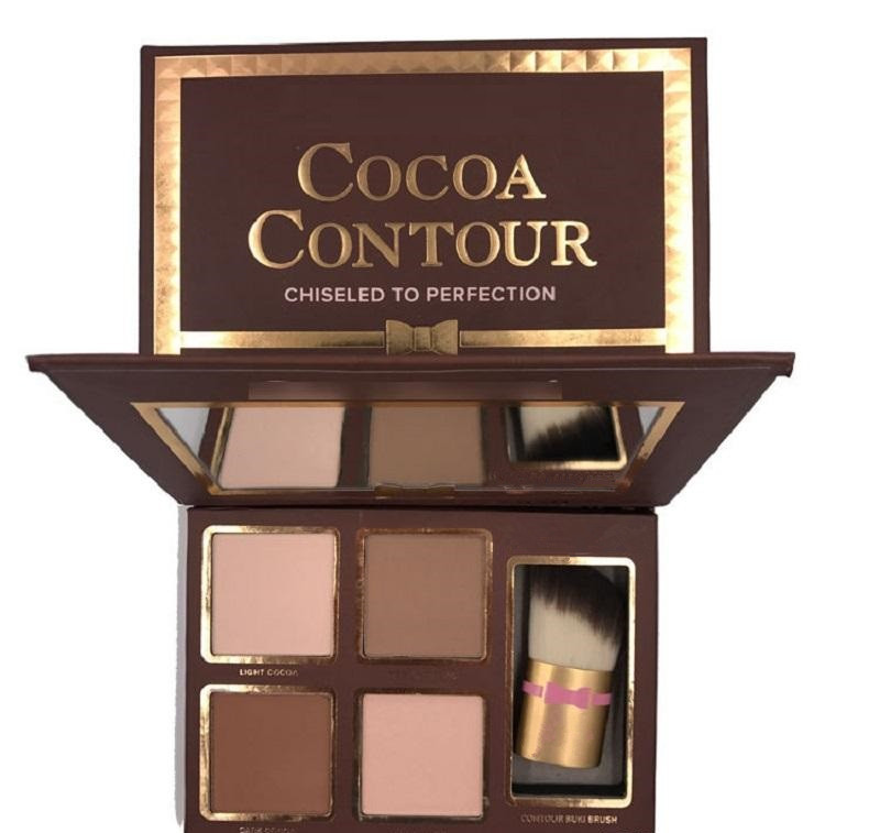 

In stock COCOA Contour Kit Highlighters Palette Nude Color Cosmetics Face Concealer Makeup Chocolate Eyeshadow with Contour Buki Brush, Multi