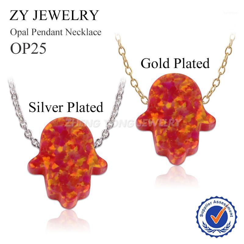

MOQ=1pc Fatima Hand Opal Pendant Necklace High Quality OP25 Deep Red 11x13mm Hamsa Opal Necklace For Gift1
