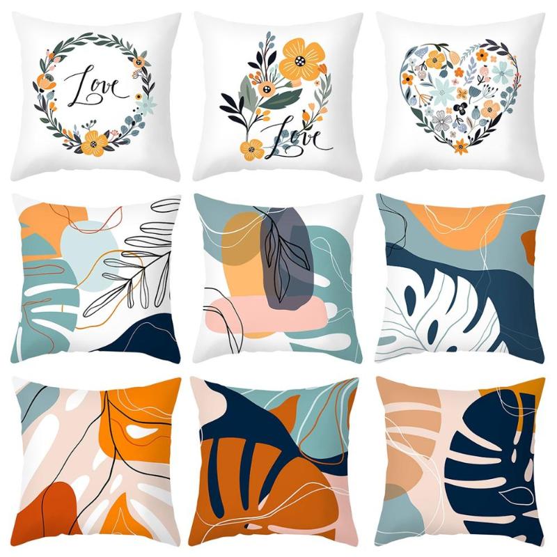 

FENGRISE 45x45cm Leaves Flower Pillowcase Home Decoration Cushion Cover Decorative Pillows Cover Sofa Living Room Pillow case, Style 2