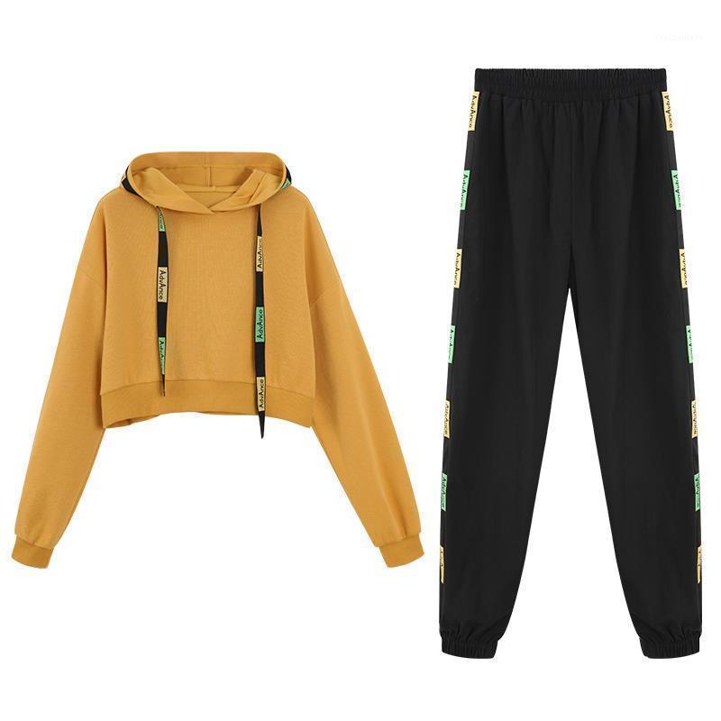 

Women' Sport two-piece Set Autumn Short Hooded Sweater Western Style Slimming Harem Pants Casual Loose Suit1, Top pants suit