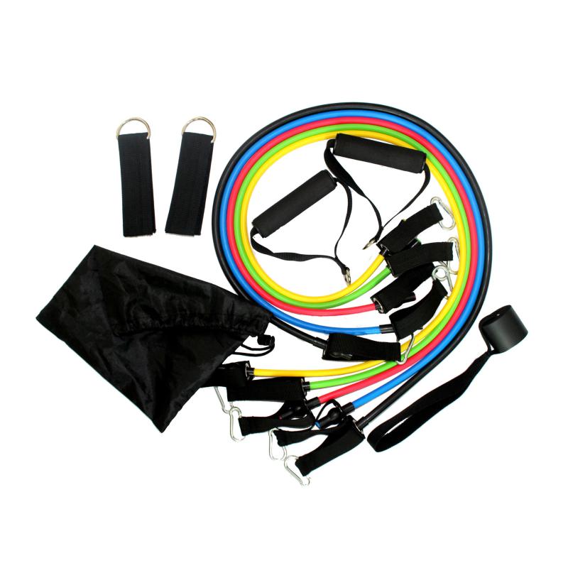 

11PCS Unisex Crossfit Resistance Bands Tube Set Stretch Training Rubber Expander Tubes Pilates Fitness Gum Elastic Pull Rope HOT