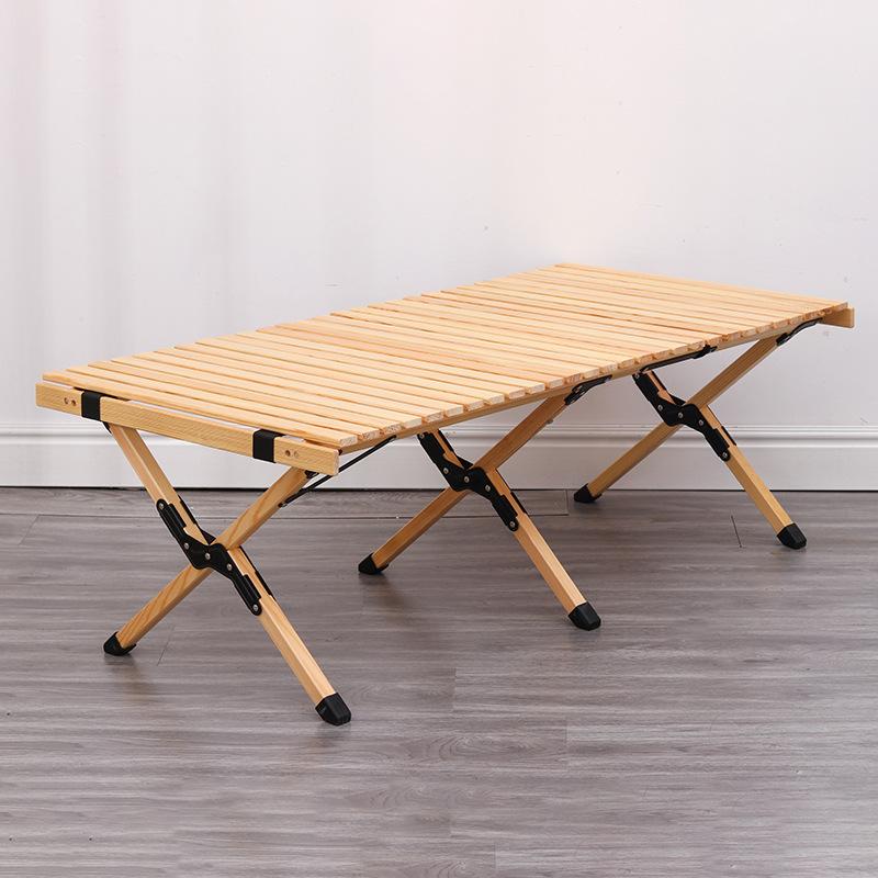 

Outdoor Camping Table of Solid Wood Egg Roll Portable Foldable Vehicle-Mounted Household Pine Table Folding Picnic