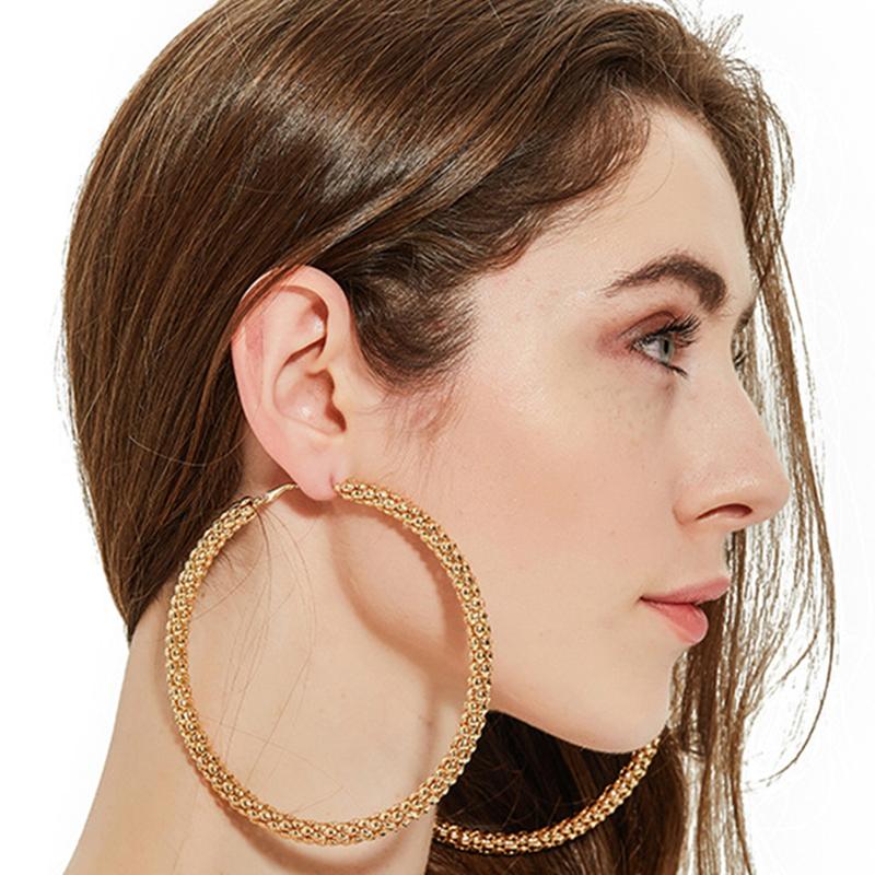 

Flashbuy Vintage Big Metal Round Circle Gold Color Hoop Earrings for Women Punk Large Geometric Statement Earrings Jewelry Gift