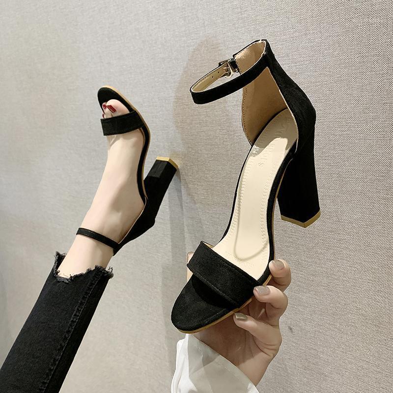 

Big Size 2020 Summer Women Sandals Open Toe Women's Sandles Thick Heel Women Pumps Shoes Korean Style Gladiator Shoes High Heel1, Beige