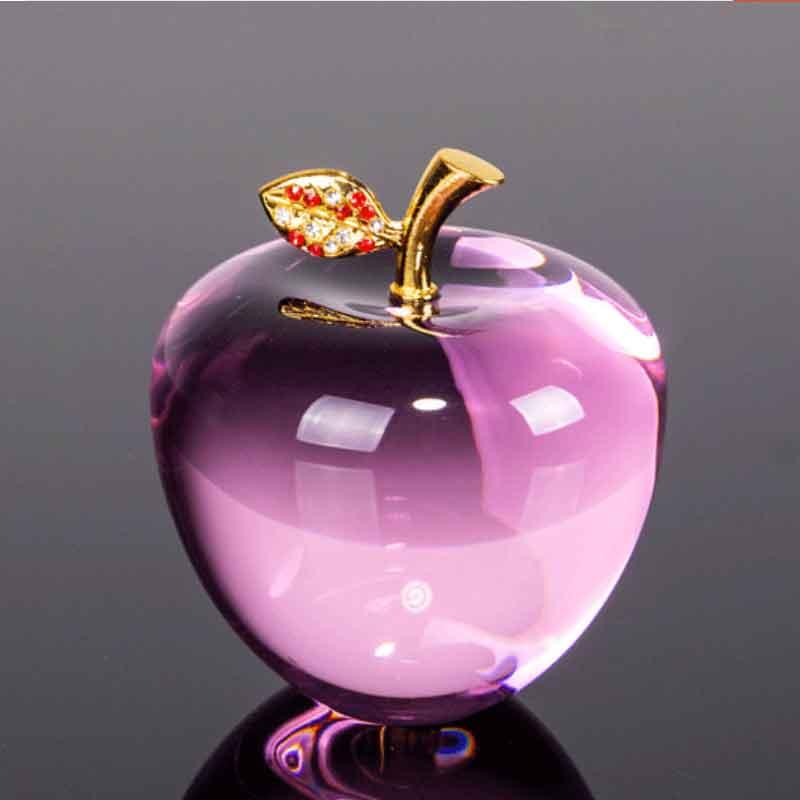 

80mm Crystal Chirstmas Eve Apple Glass Crystal Craft Apple Santa Present Romantic Creative Birthday Gift Home Decor Ornament