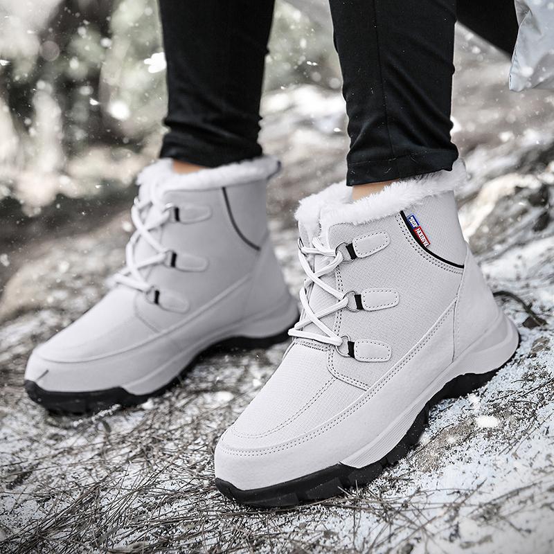 

Winter Snow Boots Women 2020 Warm Booties Lace Up Fashion High Quality Plush Woman Boots Plus Size 41 42, Grey