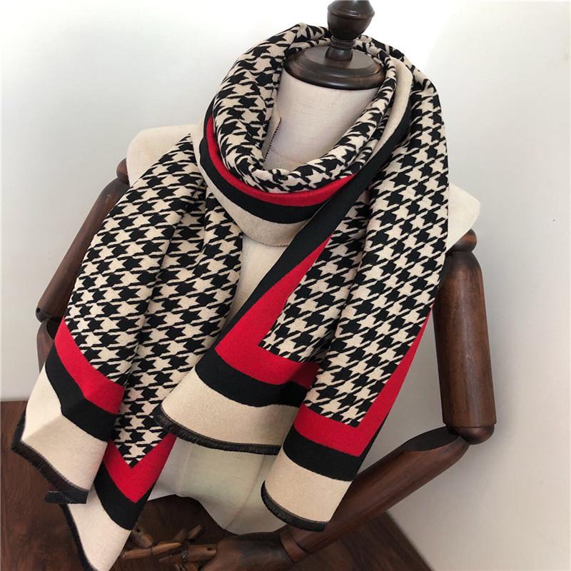 

Brand 2020 Winter Scarf Houndstoo Cashmere Women Scarfs Warm Thick Shawl Hijab Poncho For Ladies Scarves Foulard Femme
