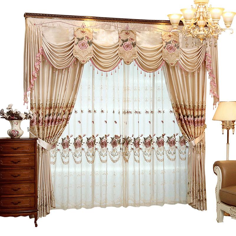 

Curtains for Living Dining Room Bedroom New Style European Curtain Flower Yarn Jacquard Fabric Product Customization Window, Tulle