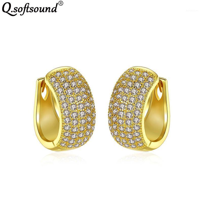 

New Golden Round Loop Hoop Earrings For Women Cubic Zirconia Earings Fashion Jewelry Wholesale Pendientes Mujer Moda QE231111