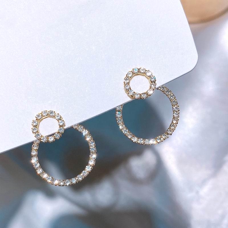 

2021 New Circle Stud Earrings For Women Korean Style Delicate Shinning Zircon Double Sided Earings Jewelry bijoux