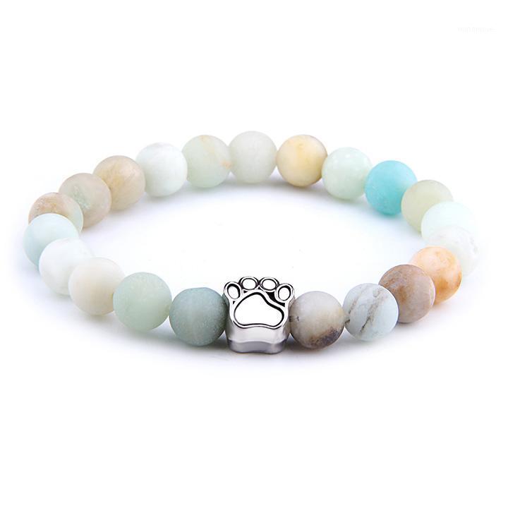 

Fashion Pet Dog Charm Bracelets For Men Handmade Elastic Yoga Bracelet Women Natural Amazonite Stone Beads Pulsera Jewelry1