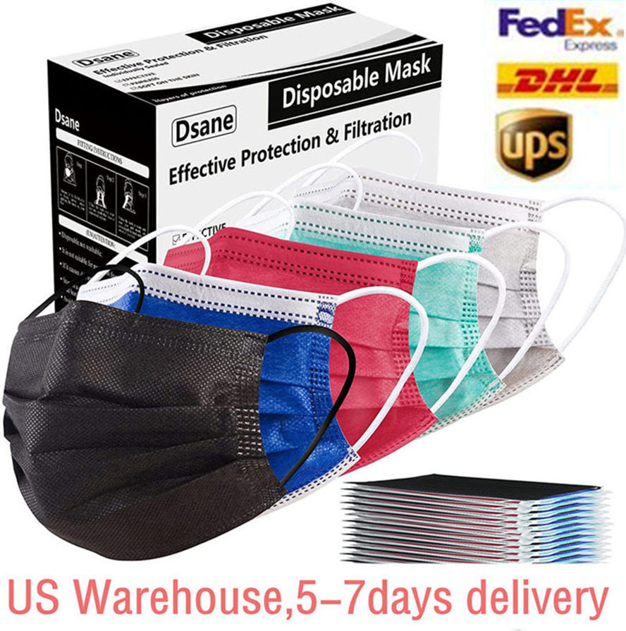 

US Waewhouse DHL Disposable Face Mask 3 Layers Dustproof Facial Protective Cover Masks Anti-Dust Disposable Salon Earloop Mouth Mask Party Masks