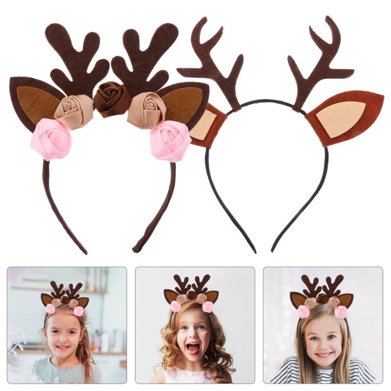 

2Pcs Lovely Antlers Headband Decorative Festival Headdress for kids Children