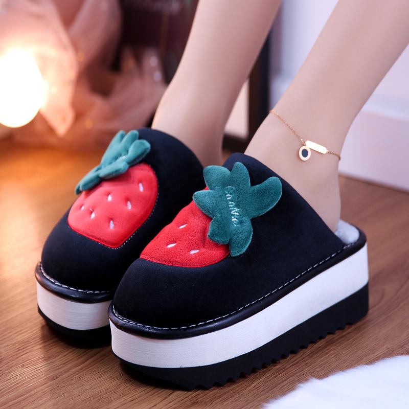 

Slippers Casual Room Shoes Slides Platform Slipers Women On A Wedge Med Flock Luxury Massage Flat 2021 Short Plush Rubber with